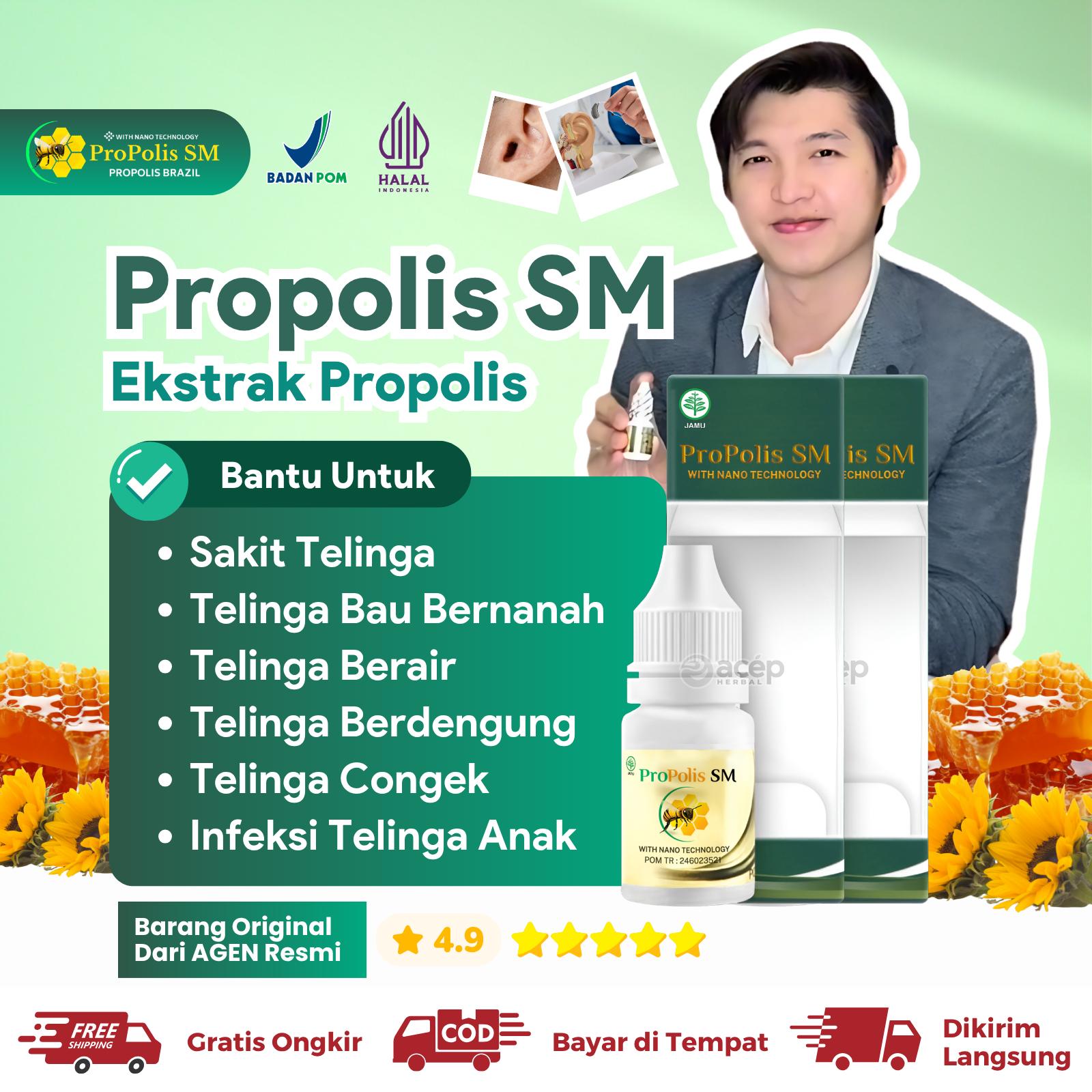 Propolis Sm Original Untuk Tetes Telinga Bernanah Berdarah Berdengung Berair Gatal Ear Kotoran Isi 6ml BPOM Halal MUI